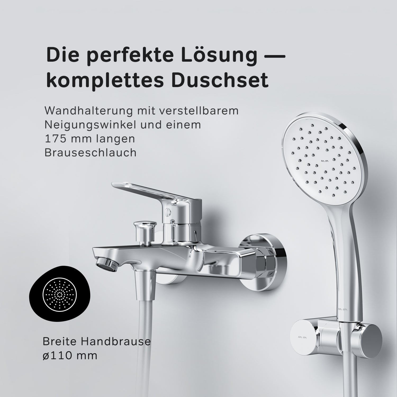 FTA15000 Wannenarmatur mit Handbrause und Halter Hit Mischbatterie Badewanne Wasserhahn Bad ampm-store.de