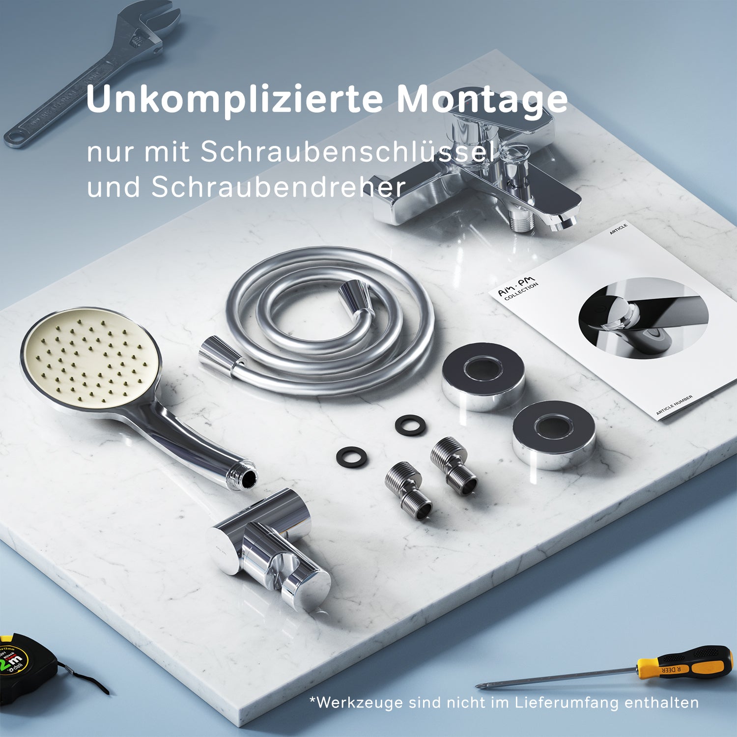 FTA15000 Wannenarmatur mit Handbrause und Halter Hit Mischbatterie Badewanne Wasserhahn Bad ampm-store.de