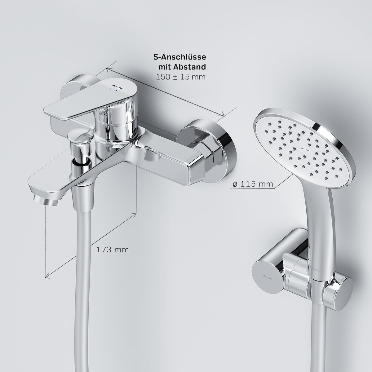 FTA15000 Wannenarmatur mit Handbrause und Halter Hit Mischbatterie Badewanne Wasserhahn Bad ampm-store.de