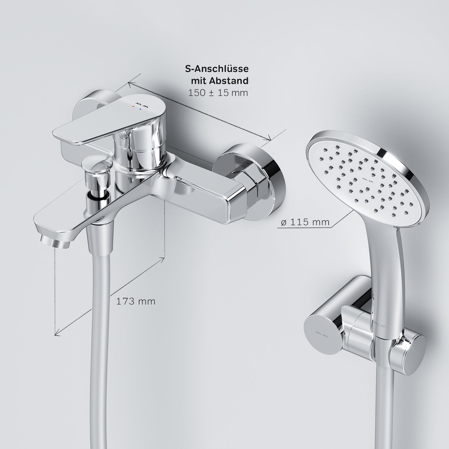 FTA15000 Wannenarmatur mit Handbrause und Halter Hit Mischbatterie Badewanne Wasserhahn Bad ampm-store.de