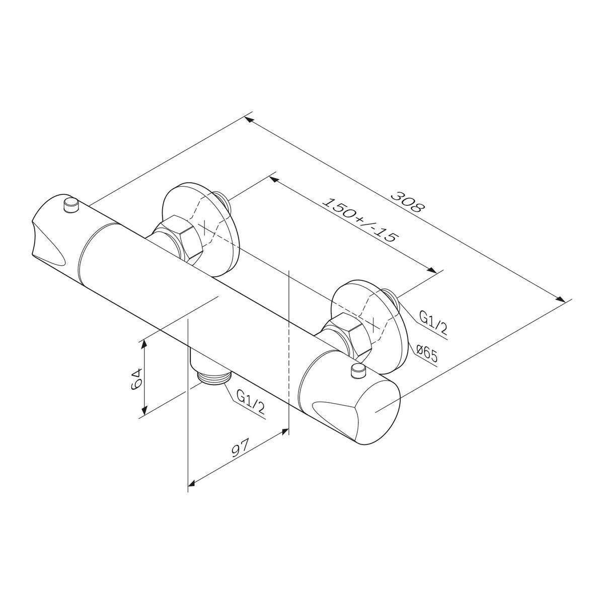FTA40000 Duscharmatur Thermostat Hit Brausearmatur Mischbatterie Dusche ampm-store.de