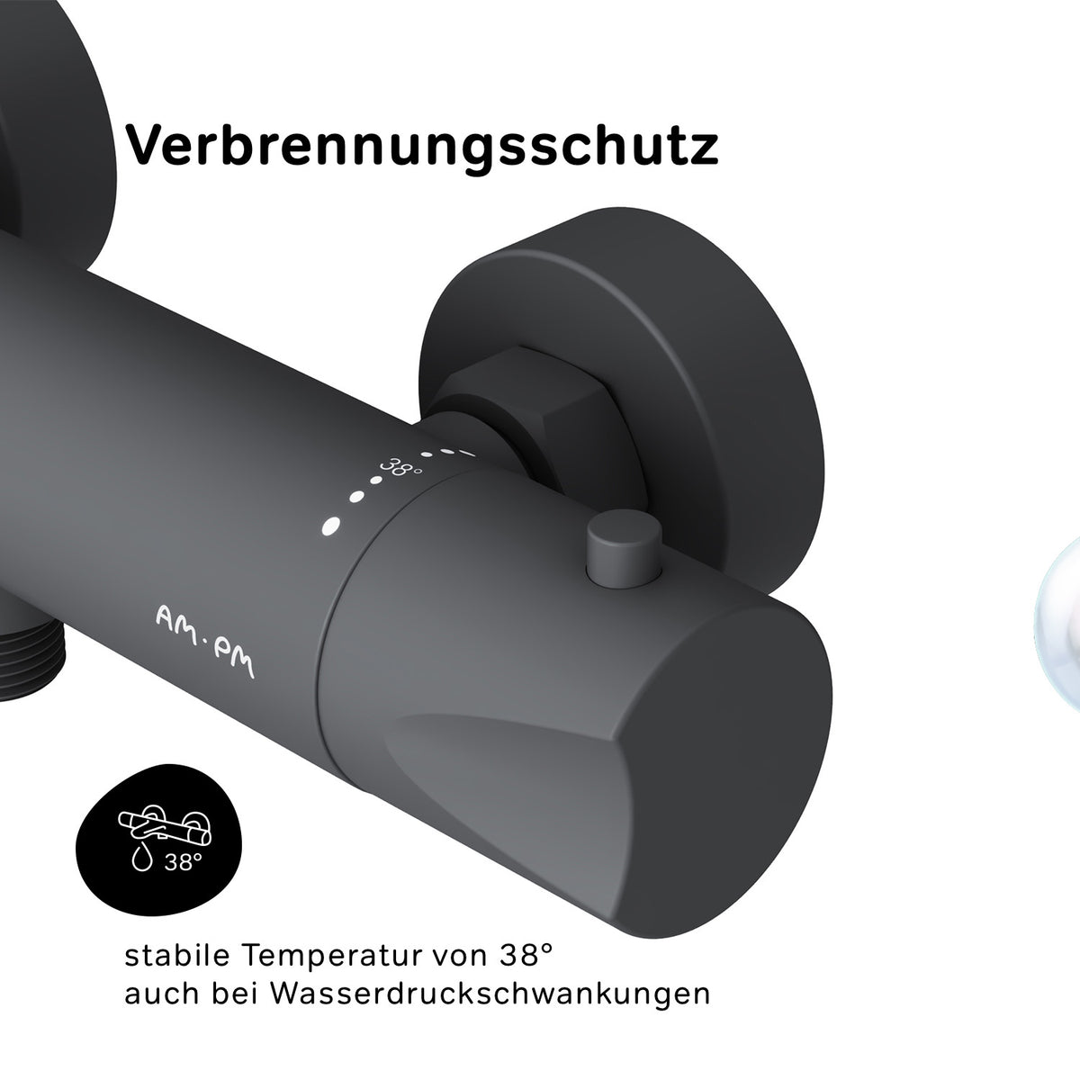 FTA40022 Duscharmatur Thermostat Hit Brausearmatur Mischbatterie Dusche, Schwarz ampm-store.de