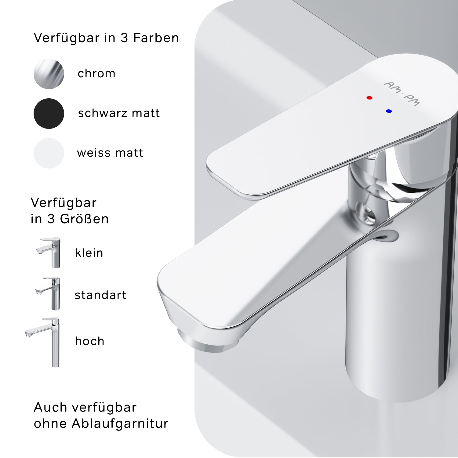 FTA82100 Bad Armatur Hit Waschtischarmatur S-Größe mit Klick-Ablaufgarnitur Wasserhahn ampm-store.de