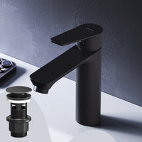 FTA82122 Bad Armatur Hit Waschtischarmatur S-Größe mit Klick-Ablaufgarnitur Wasserhahn, Schwarz ampm-store.de