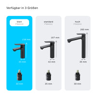 FTA82122 Bad Armatur Hit Waschtischarmatur S-Größe mit Klick-Ablaufgarnitur Wasserhahn, Schwarz ampm-store.de