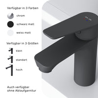 FTA82122 Bad Armatur Hit Waschtischarmatur S-Größe mit Klick-Ablaufgarnitur Wasserhahn, Schwarz ampm-store.de