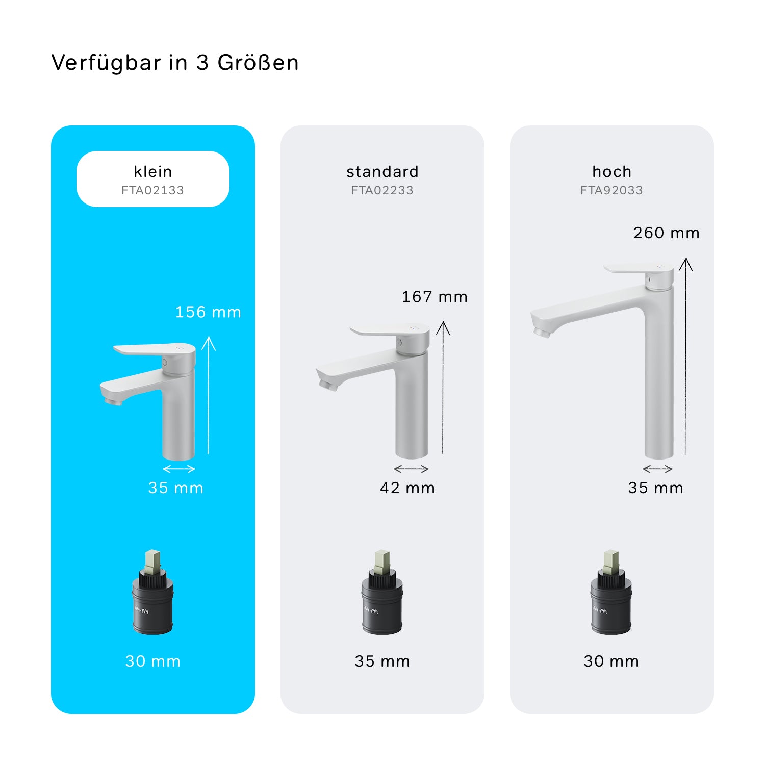 FTA82133 Bad Armatur Hit Waschtischarmatur S-Größe mit Klick-Ablaufgarnitur Wasserhahn, Weiß ampm-store.de