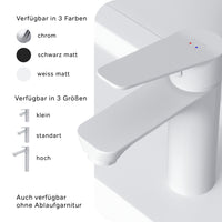 FTA82133 Bad Armatur Hit Waschtischarmatur S-Größe mit Klick-Ablaufgarnitur Wasserhahn, Weiß ampm-store.de