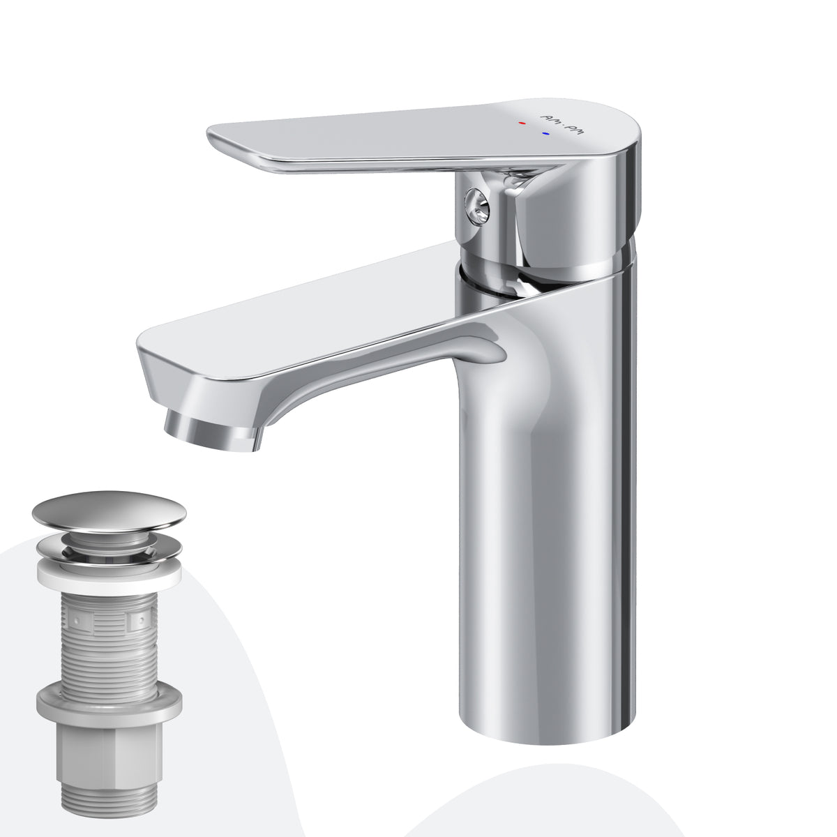 Actionnez le robinet du lavabo M-Dimensions avec raccord de vidange à enclenchement–FTA82200