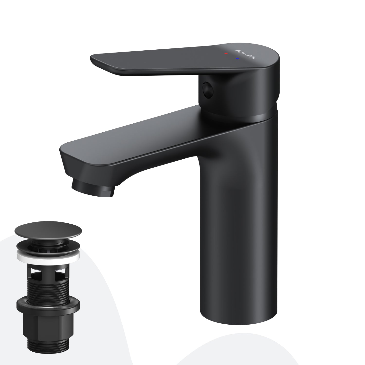 FTA82222 Bad Armatur Hit Waschtischarmatur M-Größe mit Klick-Ablaufgarnitur Wasserhahn, Schwarz ampm-store.de