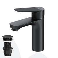 FTA82222 Bad Armatur Hit Waschtischarmatur M-Größe mit Klick-Ablaufgarnitur Wasserhahn, Schwarz ampm-store.de