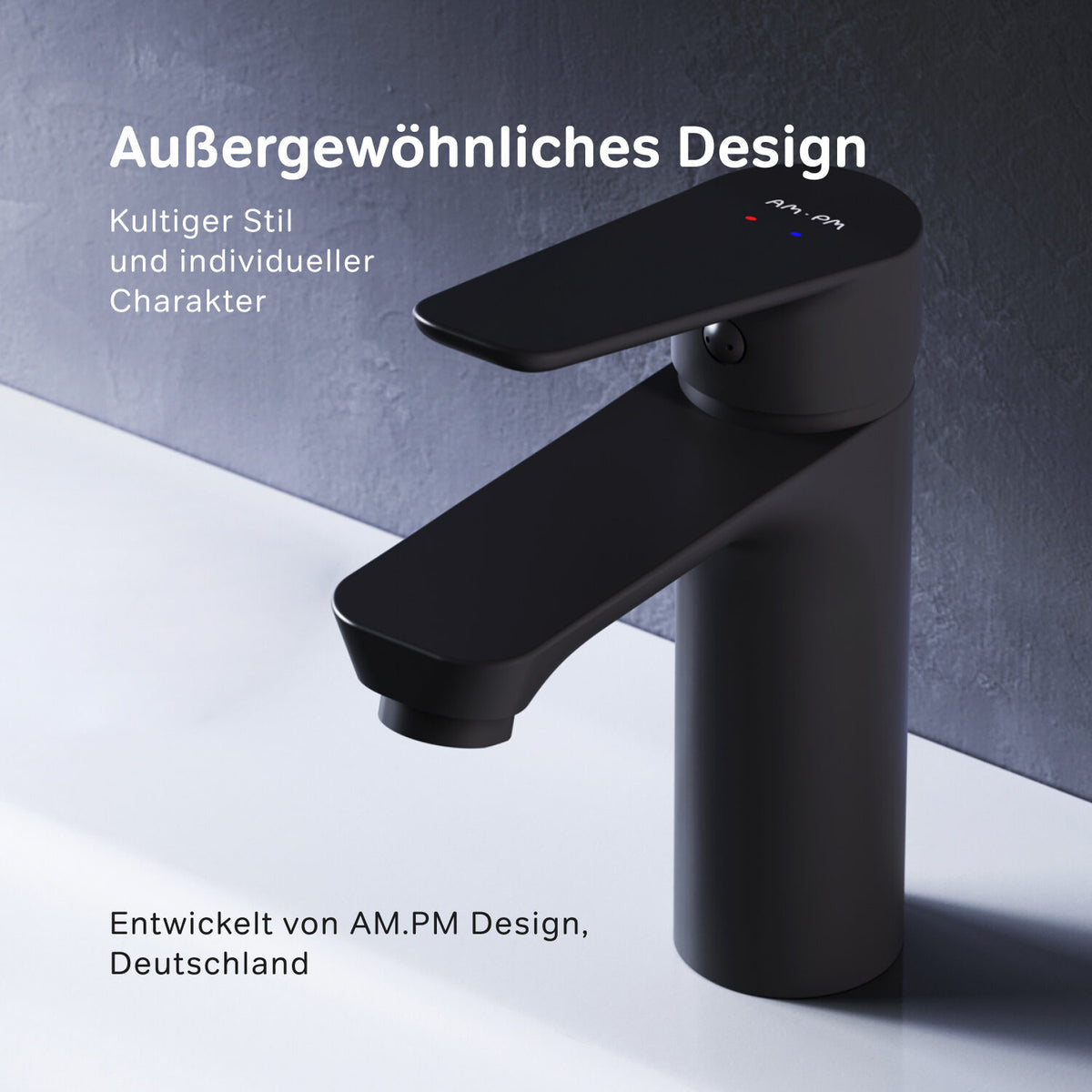 FTA82222 Bad Armatur Hit Waschtischarmatur M-Größe mit Klick-Ablaufgarnitur Wasserhahn, Schwarz ampm-store.de
