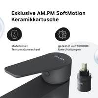 FTA82222 Bad Armatur Hit Waschtischarmatur M-Größe mit Klick-Ablaufgarnitur Wasserhahn, Schwarz ampm-store.de