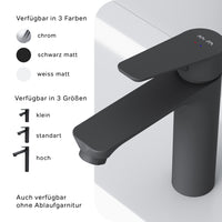 FTA82222 Bad Armatur Hit Waschtischarmatur M-Größe mit Klick-Ablaufgarnitur Wasserhahn, Schwarz ampm-store.de