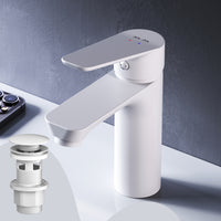 FTA82233 Bad Armatur Hit Waschtischarmatur M-Größe mit Klick-Ablaufgarnitur Wasserhahn, Weiß ampm-store.de