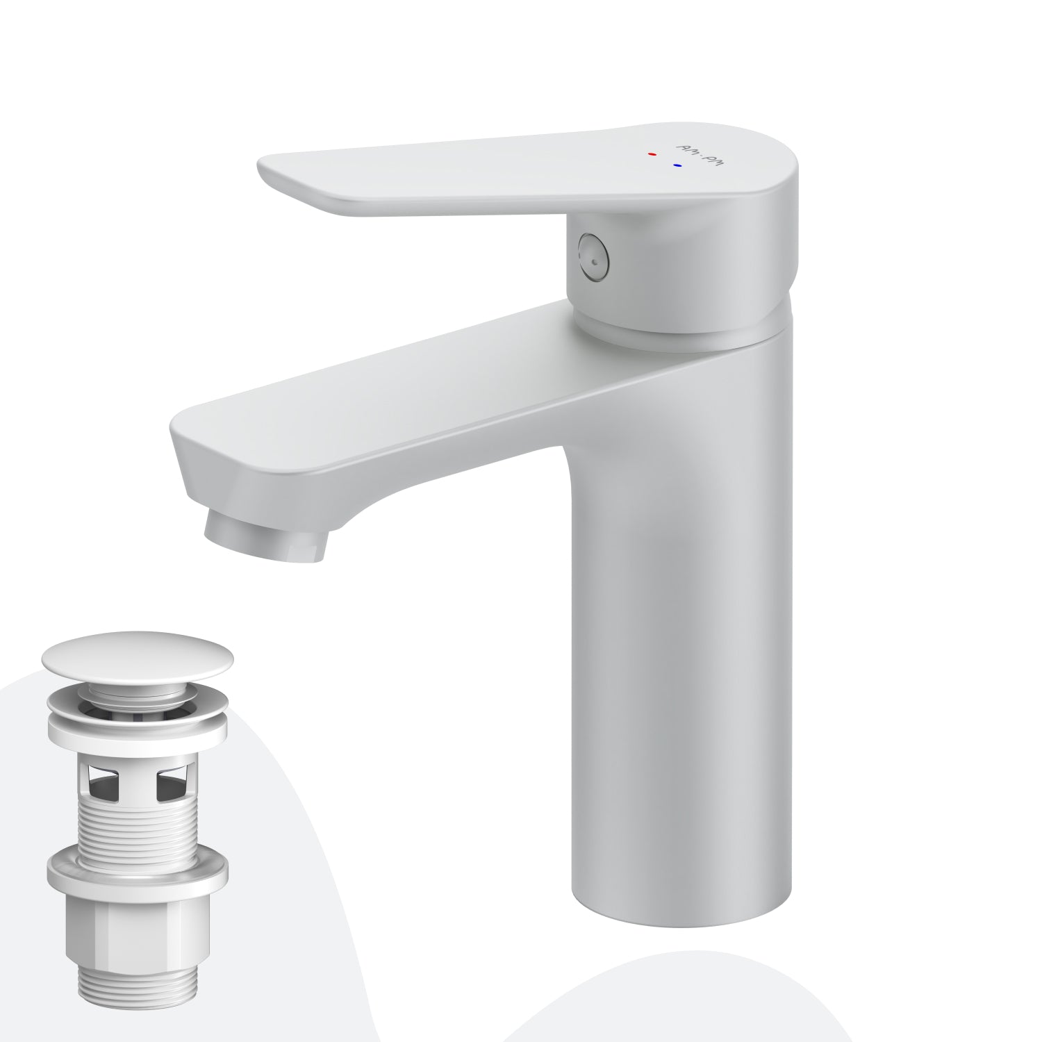 FTA82233 Bad Armatur Hit Waschtischarmatur M-Größe mit Klick-Ablaufgarnitur Wasserhahn, Weiß ampm-store.de