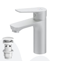 FTA82233 Bad Armatur Hit Waschtischarmatur M-Größe mit Klick-Ablaufgarnitur Wasserhahn, Weiß ampm-store.de