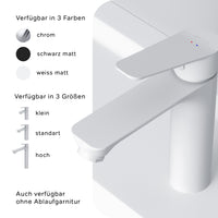 FTA82233 Bad Armatur Hit Waschtischarmatur M-Größe mit Klick-Ablaufgarnitur Wasserhahn, Weiß ampm-store.de