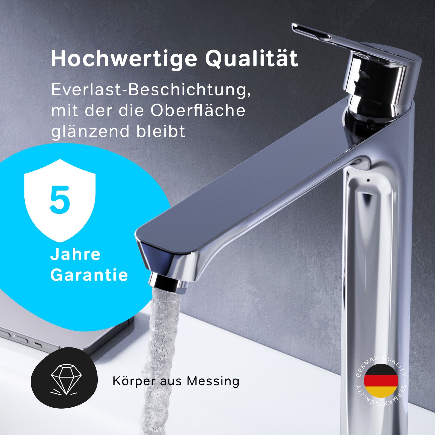 FTA92000 Bad Armatur Hit Waschtischarmatur mit hohem Auslauf Wasserhahn ampm-store.de