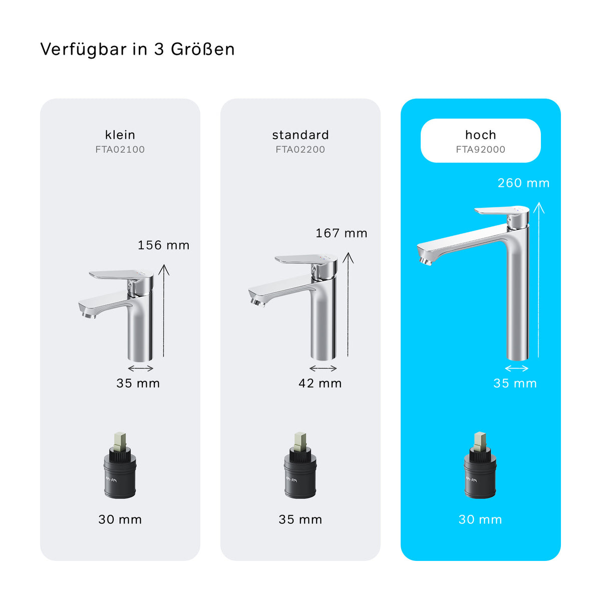 FTA92000 Bad Armatur Hit Waschtischarmatur mit hohem Auslauf Wasserhahn ampm-store.de