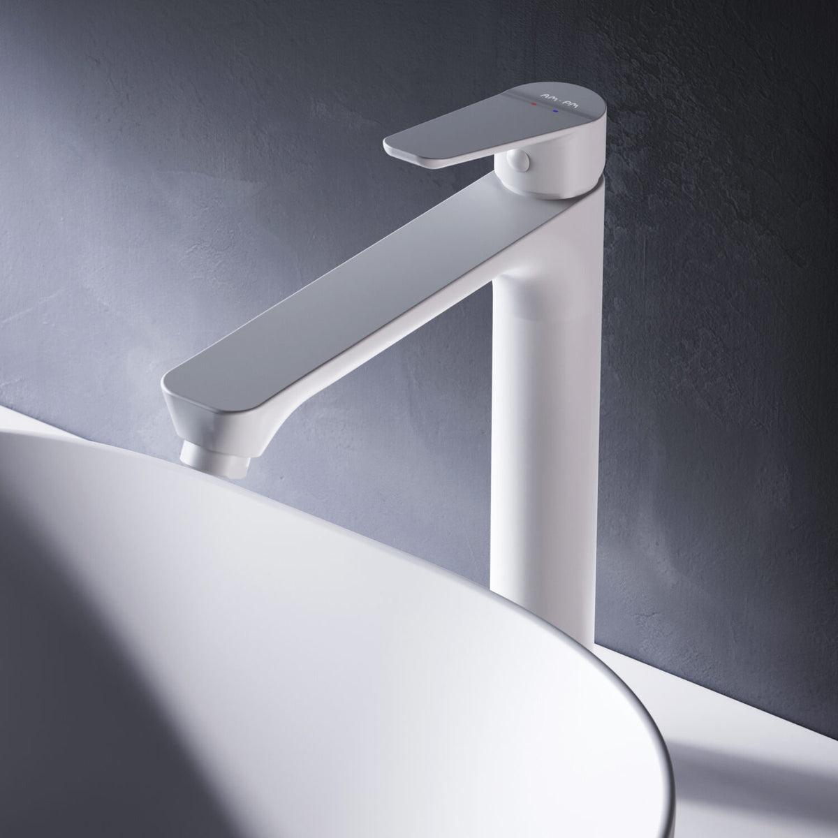 FTA92033 Bad Armatur Hit Waschtischarmatur mit hohem Auslauf Wasserhahn, Weiß ampm-store.de