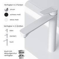 FTA92033 Bad Armatur Hit Waschtischarmatur mit hohem Auslauf Wasserhahn, Weiß ampm-store.de