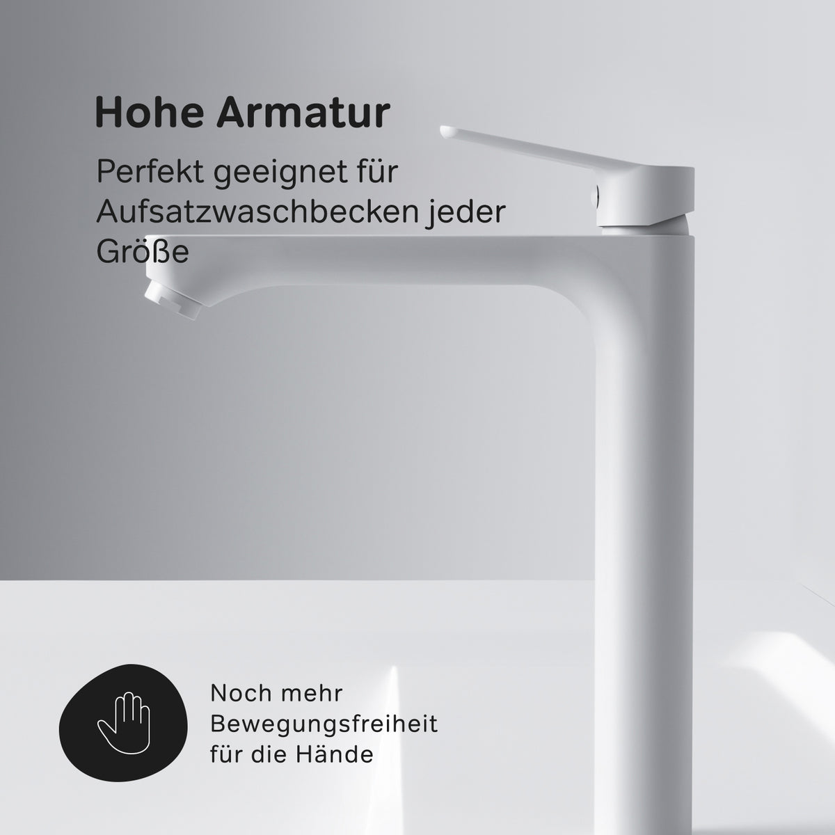 FTA92033 Bad Armatur Hit Waschtischarmatur mit hohem Auslauf Wasserhahn, Weiß ampm-store.de