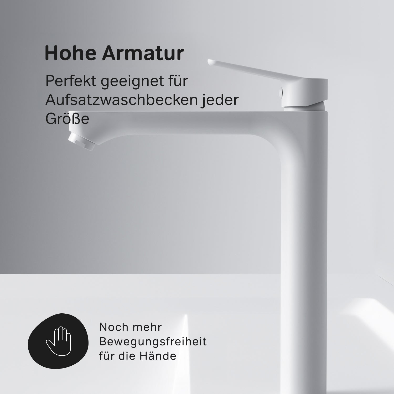 FTA92033 Bad Armatur Hit Waschtischarmatur mit hohem Auslauf Wasserhahn, Weiß ampm-store.de