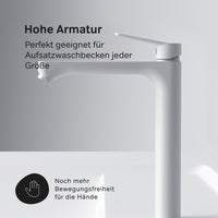 FTA92033 Bad Armatur Hit Waschtischarmatur mit hohem Auslauf Wasserhahn, Weiß ampm-store.de