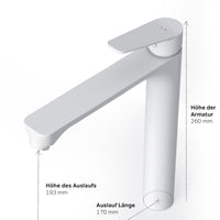 FTA92033 Bad Armatur Hit Waschtischarmatur mit hohem Auslauf Wasserhahn, Weiß ampm-store.de