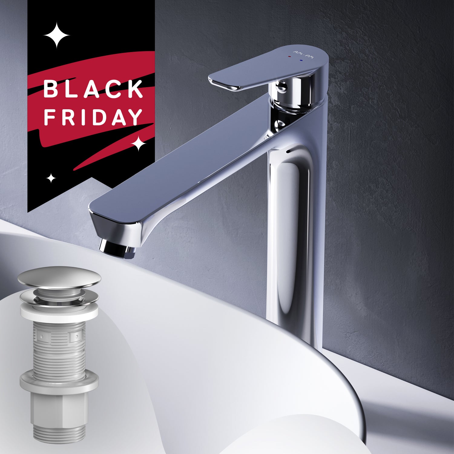 FTA92200 robinetterie de salle de bains Hit mitigeur de lavabo haut avec robinet de vidage à clic