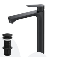 FTA92222 Bad Armatur Hit Waschtischarmatur Hoch mit Klick-Ablaufgarnitur Wasserhahn, Schwarz ampm-store.de