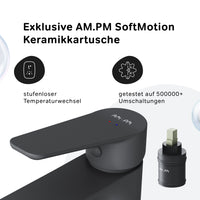 FTA92222 Bad Armatur Hit Waschtischarmatur Hoch mit Klick-Ablaufgarnitur Wasserhahn, Schwarz ampm-store.de