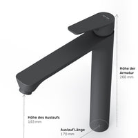 FTA92222 Bad Armatur Hit Waschtischarmatur Hoch mit Klick-Ablaufgarnitur Wasserhahn, Schwarz ampm-store.de