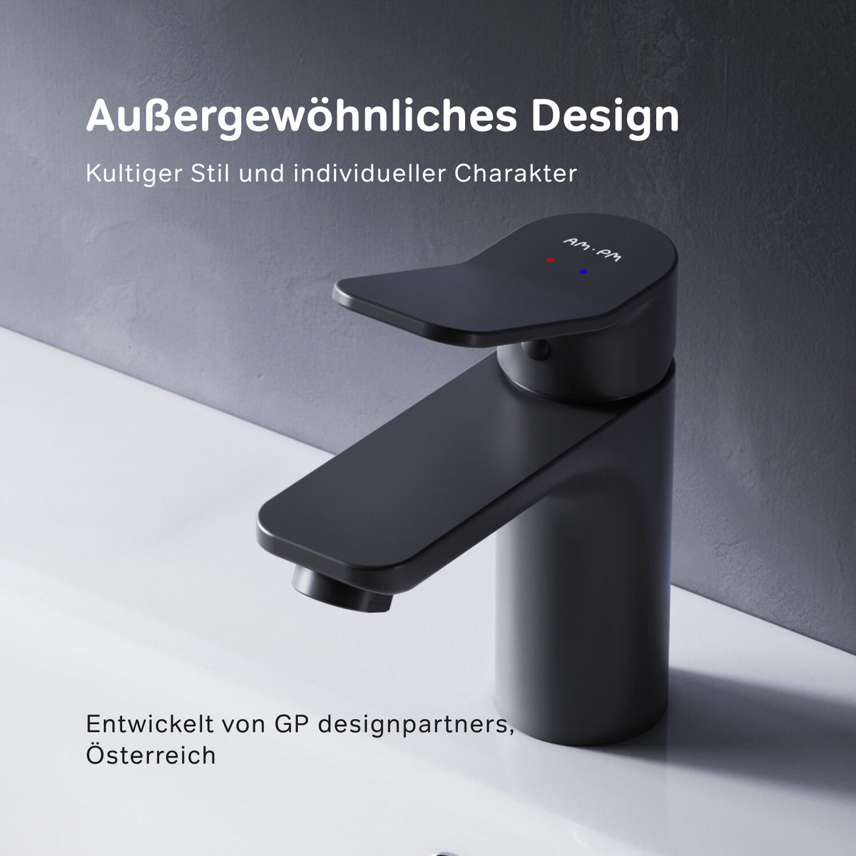 FXA02122 Bad Armatur X-Joy Waschtischarmatur Wasserhahn, Schwarz ampm-store.de