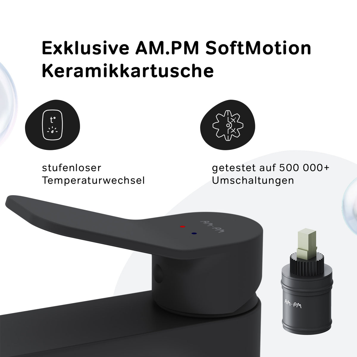 FXA02122 Bad Armatur X-Joy Waschtischarmatur Wasserhahn, Schwarz ampm-store.de