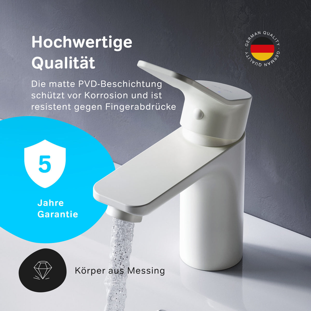 FXA02133 Bad Armatur X-Joy Waschtischarmatur Wasserhahn, Weiß ampm-store.de