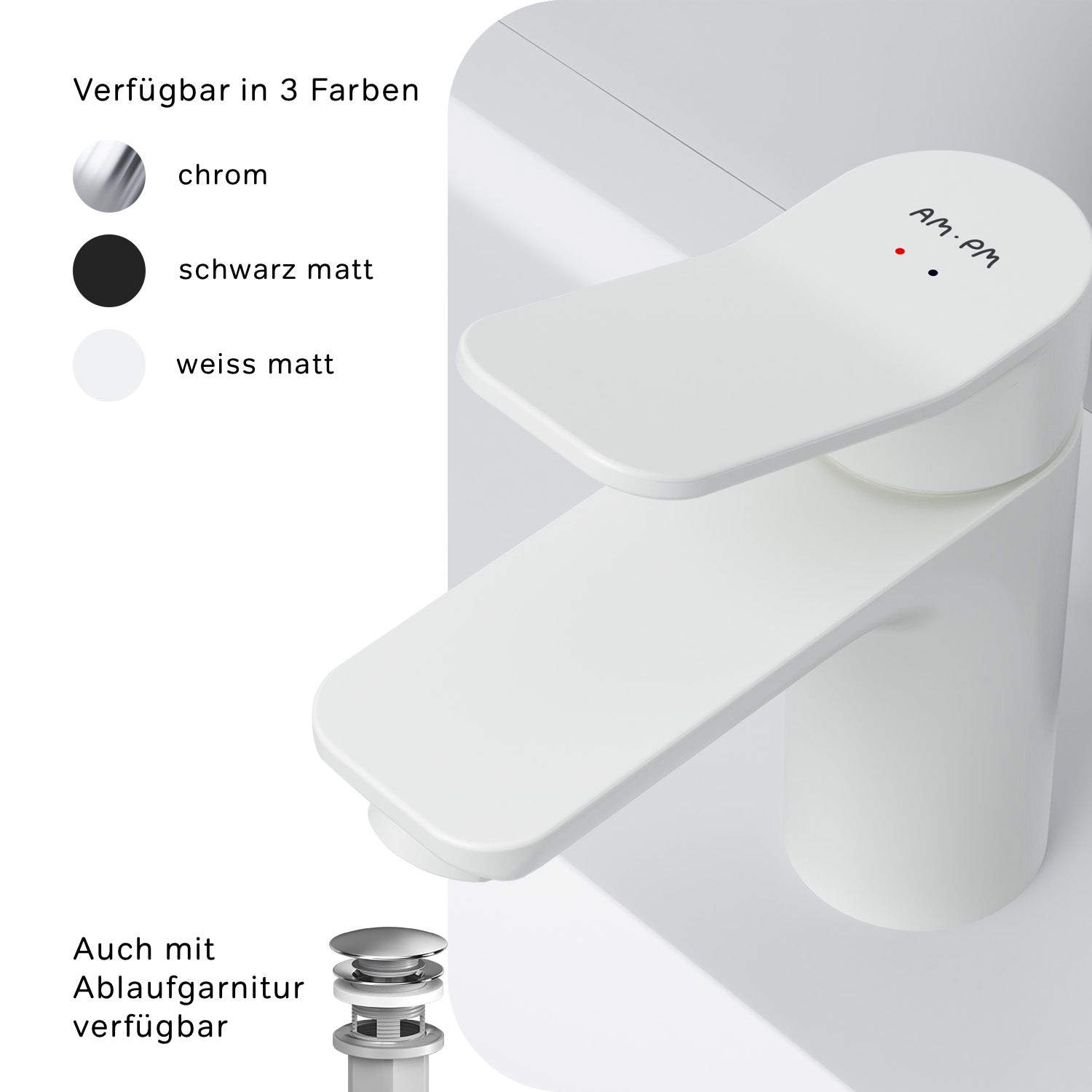 FXA02133 Bad Armatur X-Joy Waschtischarmatur Wasserhahn, Weiß ampm-store.de