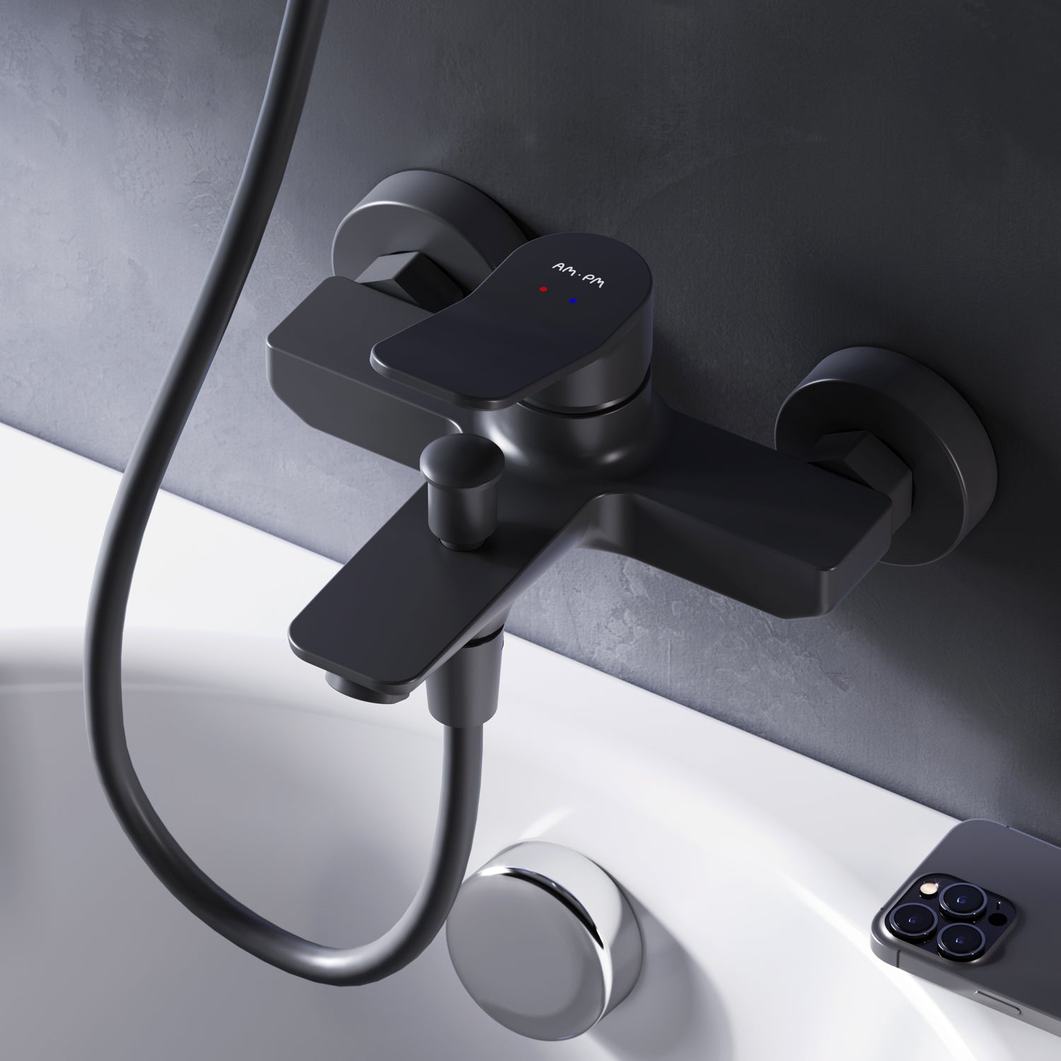 FXA10022 Wannenarmatur X-Joy Mischbatterie Badewanne Wasserhahn Bad, Schwarz ampm-store.de