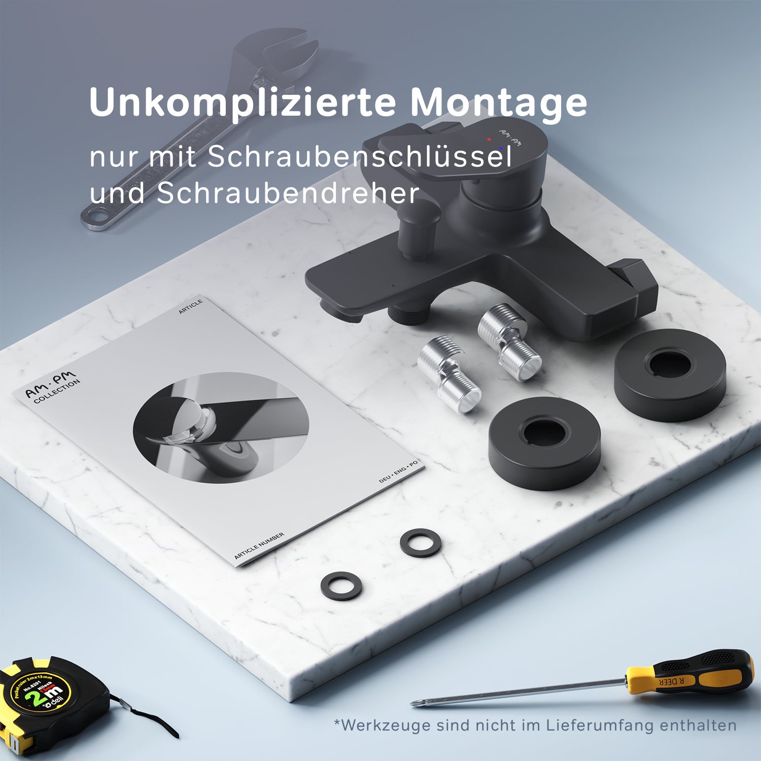 FXA10022 Wannenarmatur X-Joy Mischbatterie Badewanne Wasserhahn Bad, Schwarz ampm-store.de