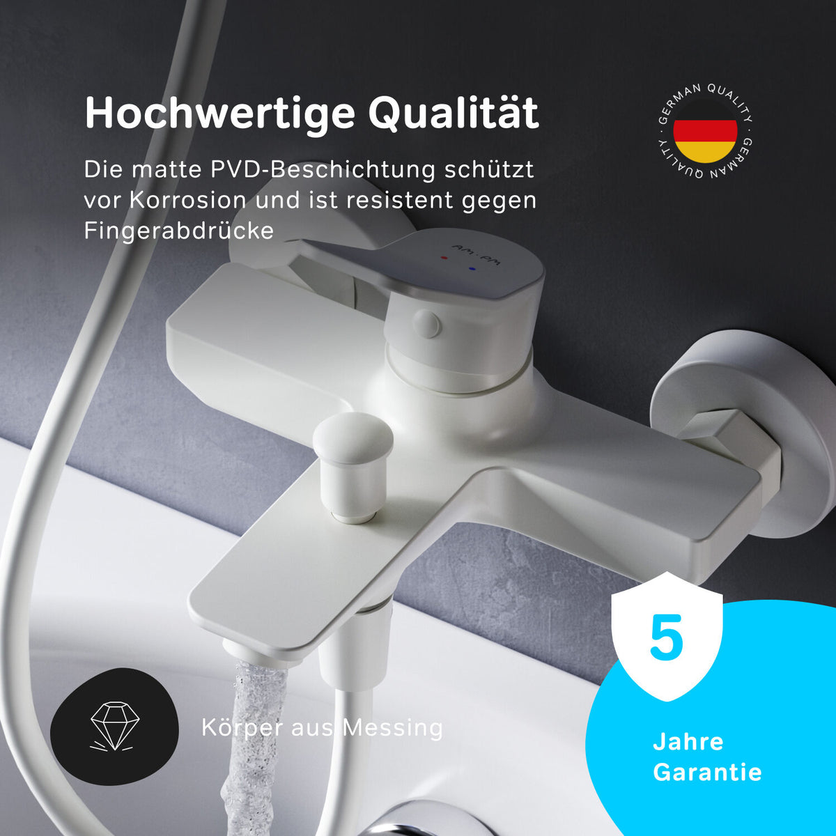 FXA10033 Wannenarmatur X-Joy Mischbatterie Badewanne Wasserhahn Bad, Weiß ampm-store.de