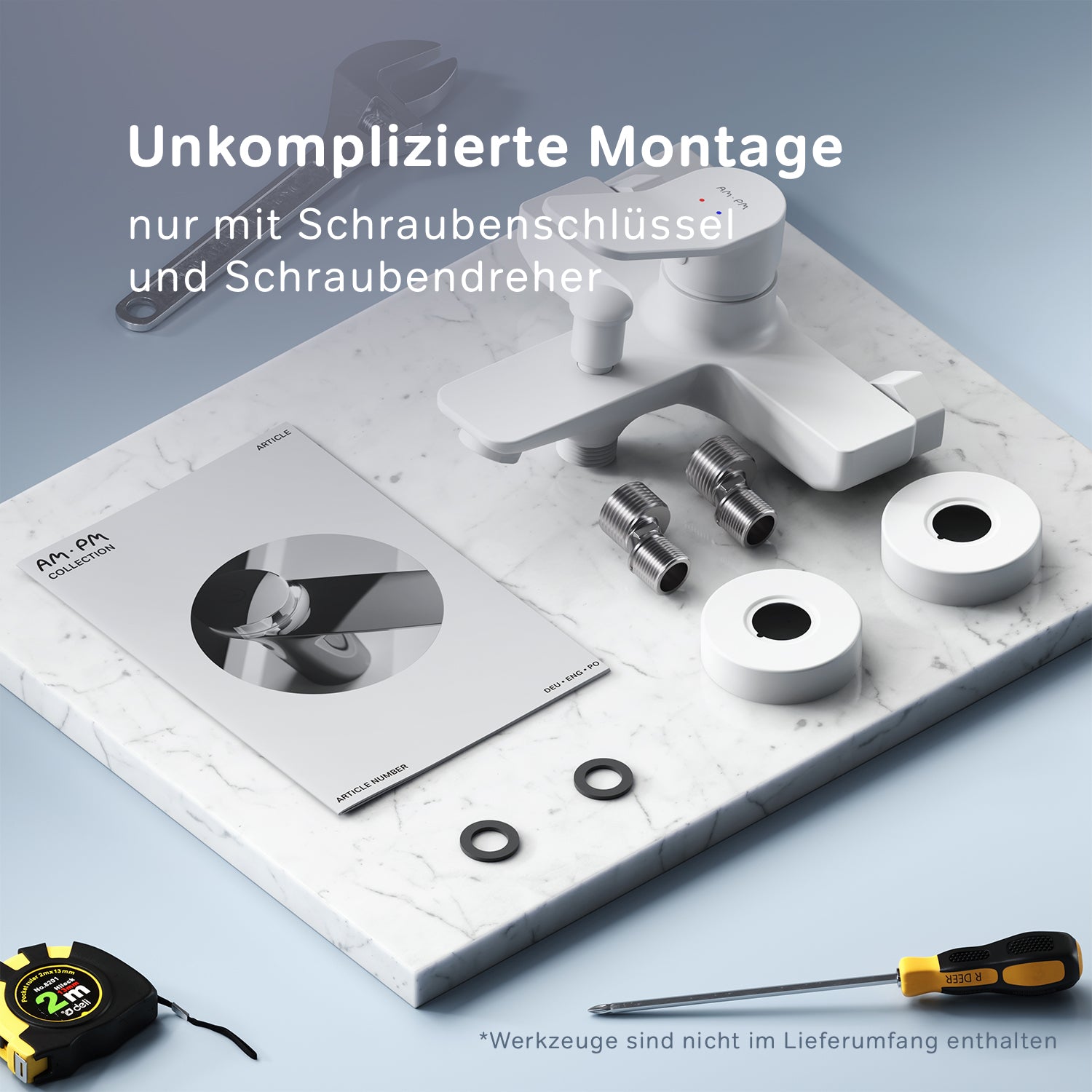 FXA10033 Wannenarmatur X-Joy Mischbatterie Badewanne Wasserhahn Bad, Weiß ampm-store.de