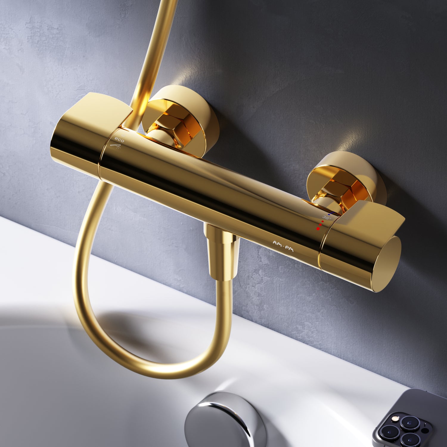 Thermostat de robinet de douche FXA40099 X-Joy Robinet de douche Mitigeur Douche, Or