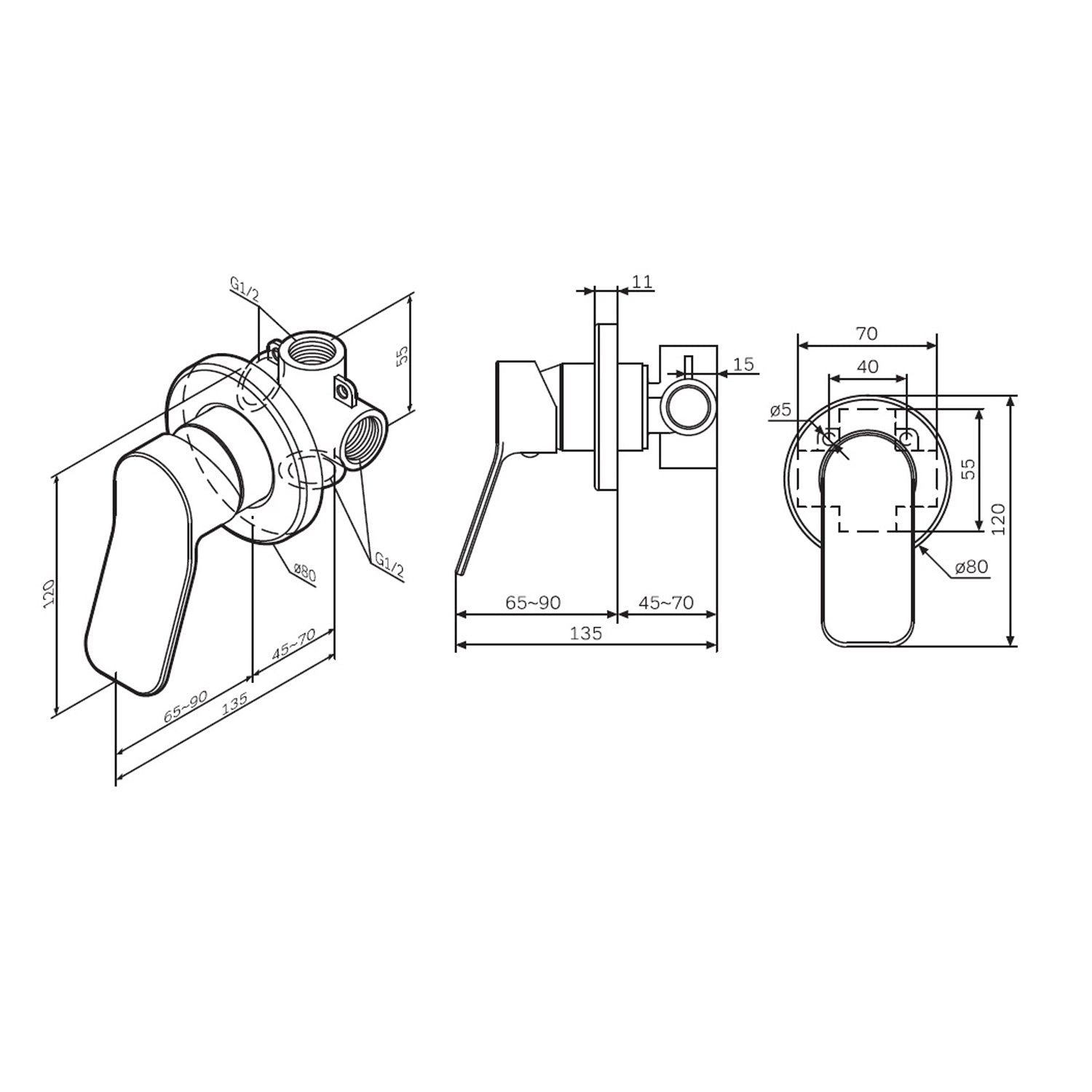 FXA65000 Х-Joy Brausearmatur Unterputz, Wandmontage | Online Store von AM.PM