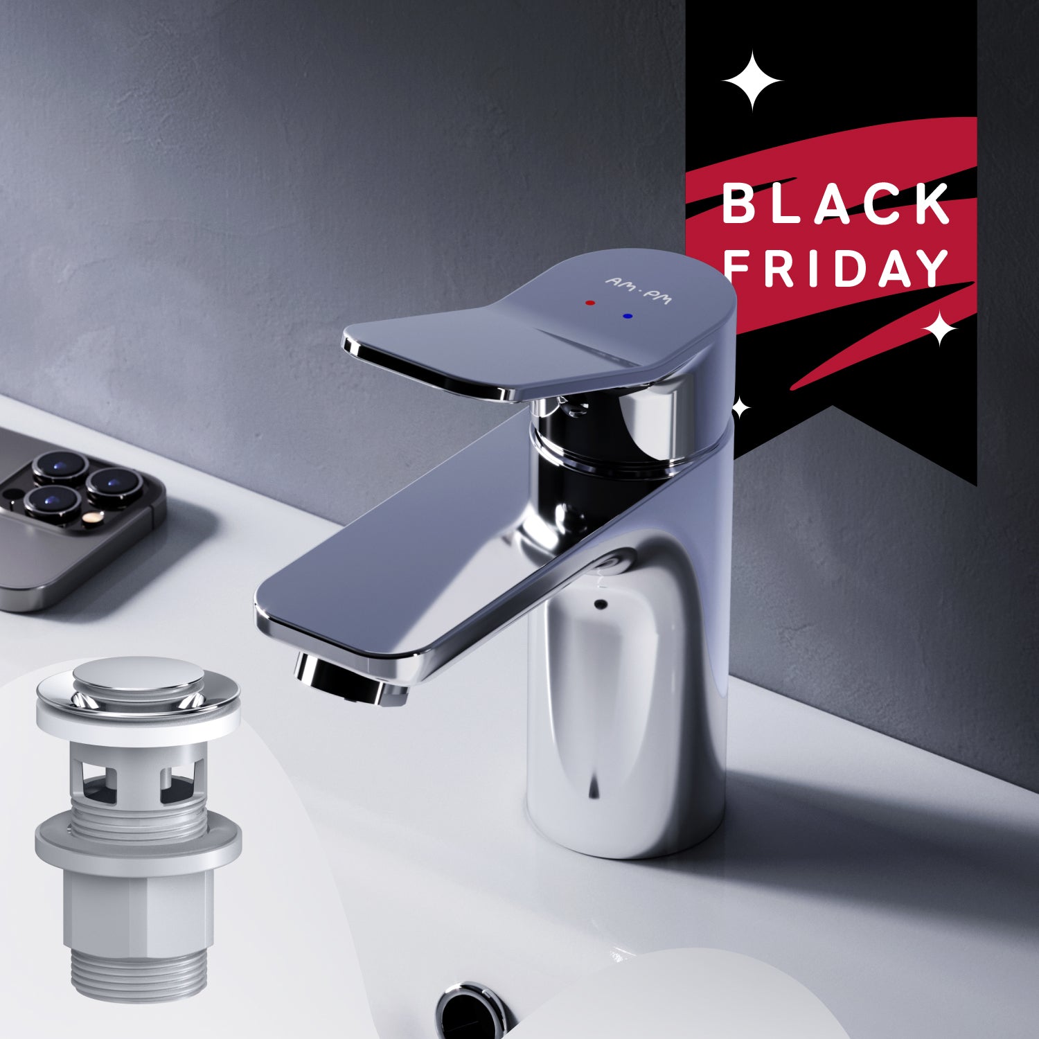 FXA82100 Robinetterie de salle de bains X-Joy Mitigeur de lavabo avec garniture de vidage à clic