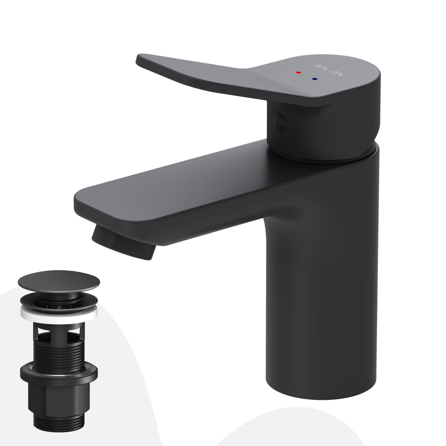 FXA82122 Bad Armatur X-Joy Waschtischarmatur mit Klick-Ablaufgarnitur Wasserhahn, Schwarz ampm-store.de