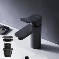 FXA82122 Bad Armatur X-Joy Waschtischarmatur mit Klick-Ablaufgarnitur Wasserhahn, Schwarz ampm-store.de