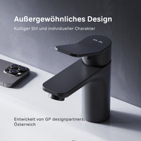 FXA82122 Bad Armatur X-Joy Waschtischarmatur mit Klick-Ablaufgarnitur Wasserhahn, Schwarz ampm-store.de