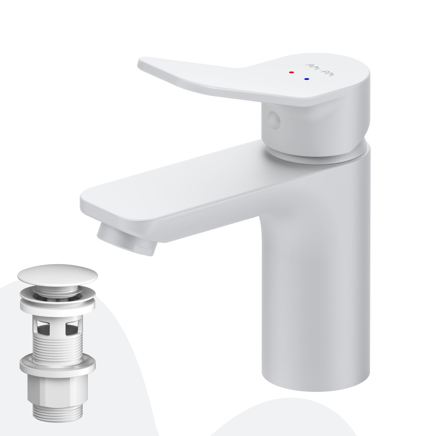 FXA82133 Bad Armatur X-Joy Waschtischarmatur mit Klick-Ablaufgarnitur Wasserhahn, Weiß ampm-store.de