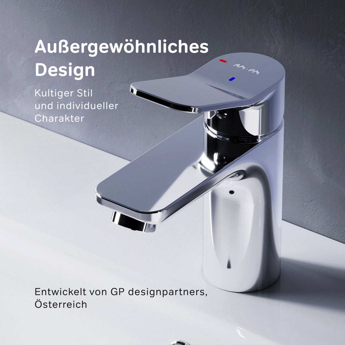 FXA82800 Bad Armatur X-Joy Waschtischarmatur EcoStart-Funktion mit Klick-Ablaufgarnitur Wasserhahn ampm-store.de